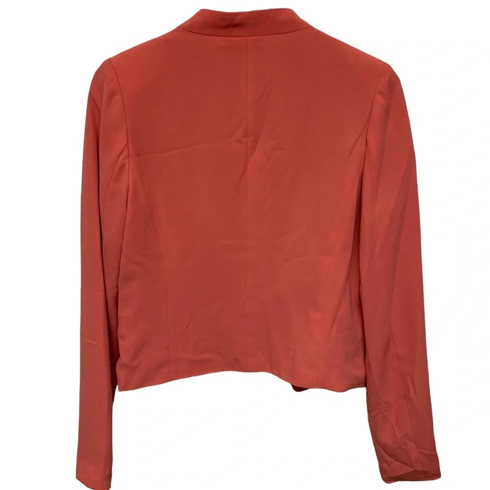 Aryn K Coral Cropped Open Front Blazer Lightweight Jacket